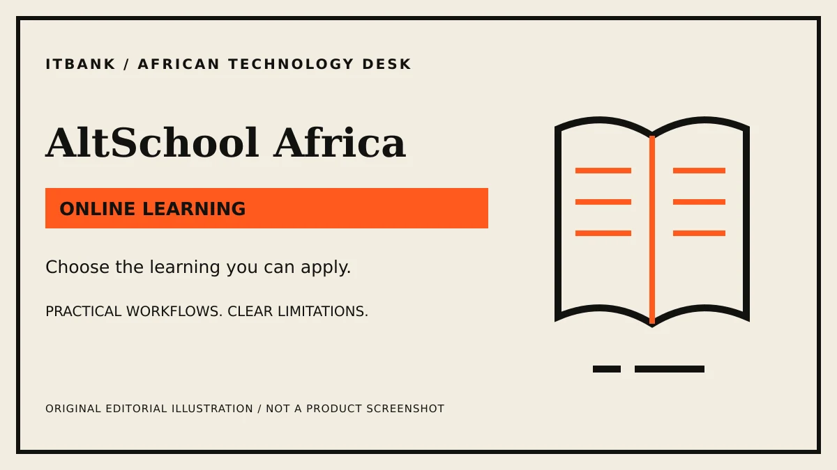 Original conceptual ITBank illustration for AltSchool Africa: online learning; not a product screenshot.