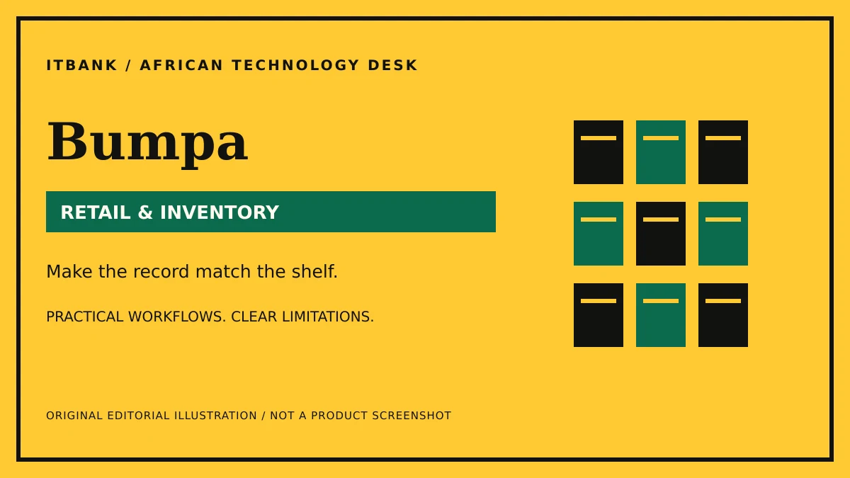 Original conceptual ITBank illustration for Bumpa: retail & inventory; not a product screenshot.