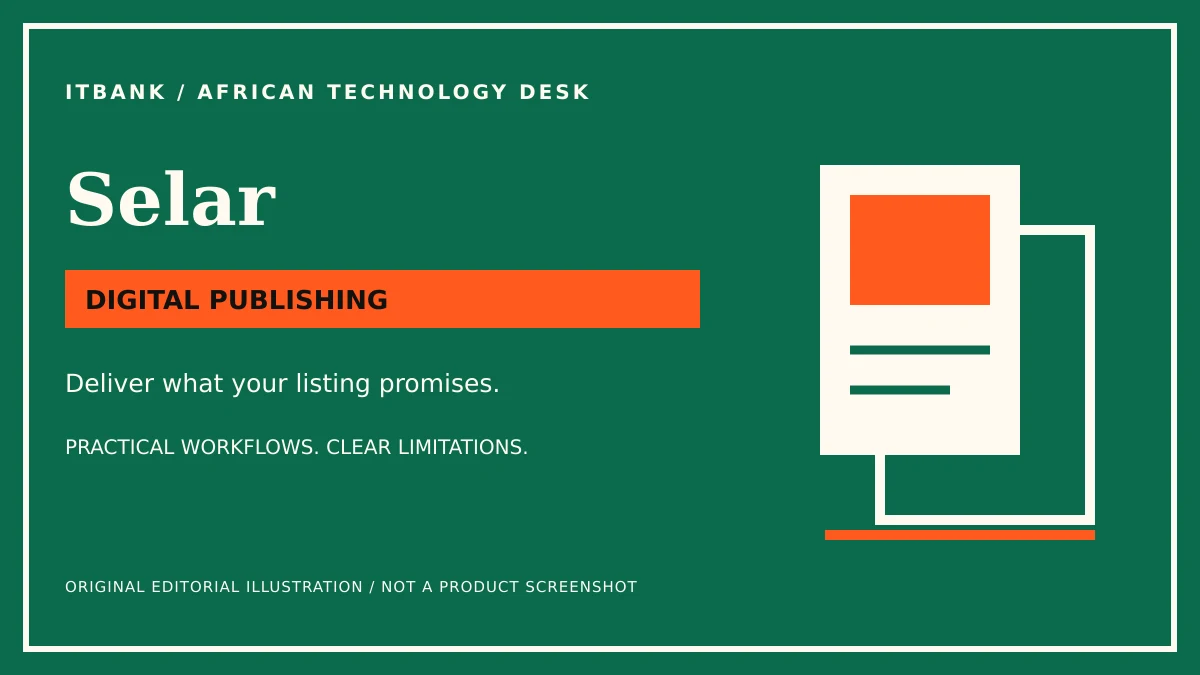 Original conceptual ITBank illustration for Selar: digital publishing; not a product screenshot.