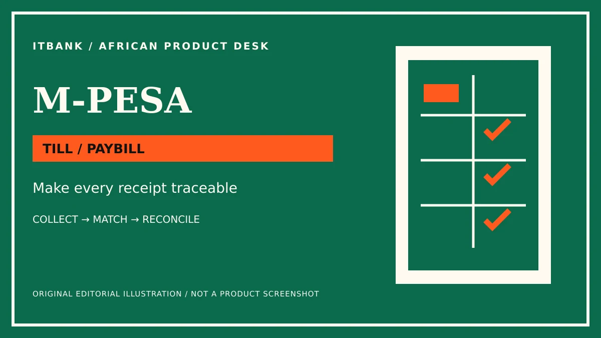 Original ITBank illustration for M-PESA: merchant collections; conceptual artwork, not a product interface.