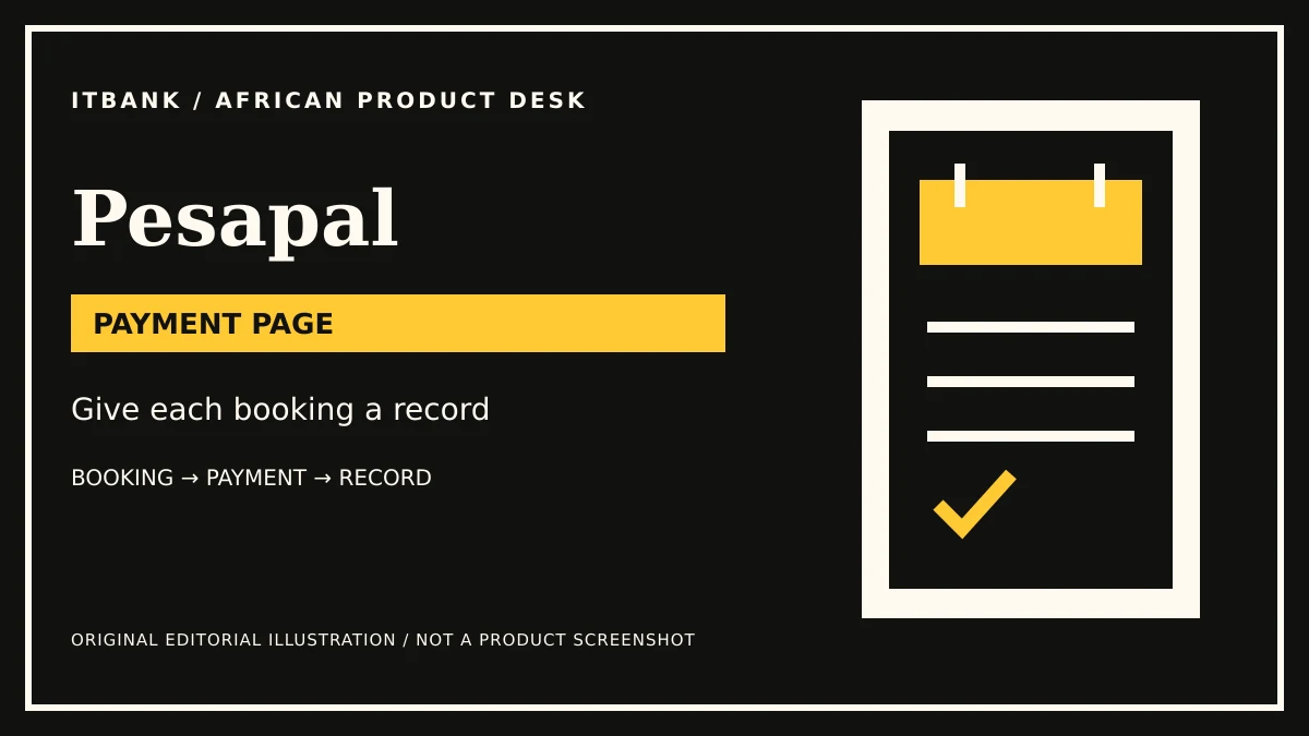 Original ITBank illustration for Pesapal: bookings and payments; conceptual artwork, not a product interface.
